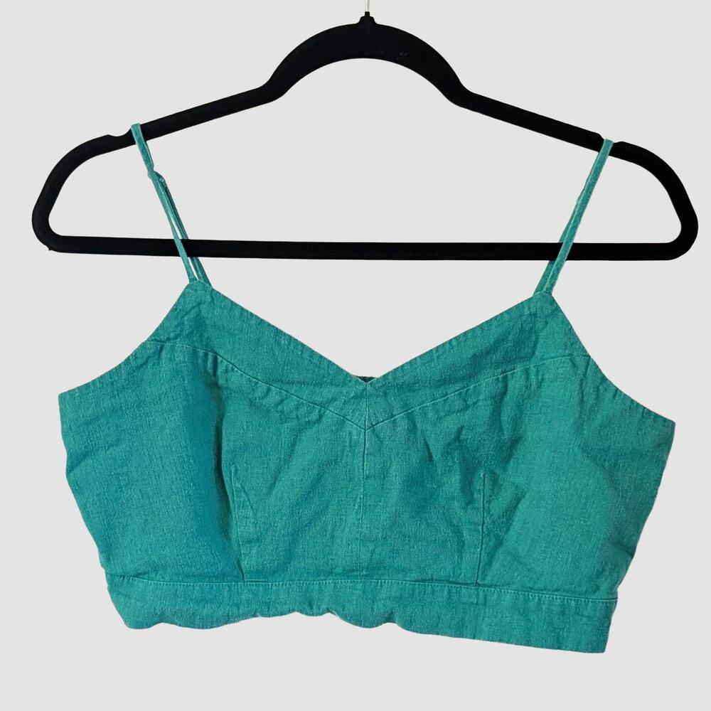 Universal Thread Linen Smocked Crop Top Bra Tank Green M